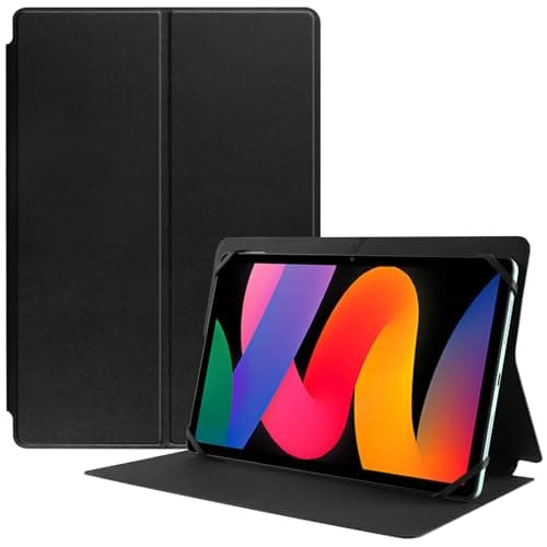 Image of HGWALP Ultra Slim Universal Tablet Case 9"-11" inch, Stand Folio Tablet Case Protective Cover for 9" 9.7" 10" 10.1" 10.5" 11" Touchscreen Tablet with Multiple Viewing Angles and Camera Hole Design-BK