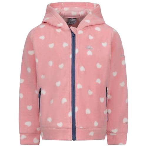 Image of Trespass Girls Fleece Breigh - All Over Print, 2 Contrast Zip Pockets, Full Front Zip, Grown on Hood, Knitted, 100% Polyester Baby Pink