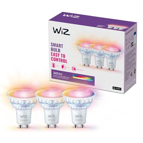 Image of WiZ GU10 Smart LED Glass Bulb, Smart LED Connected WiFi Works with Alexa, Google Assistant & HomeKit, Wi-Fi/Bluetooth,Dynamic Scenes on App Including Relax Mode Bedroom, 3 Pack, 50W