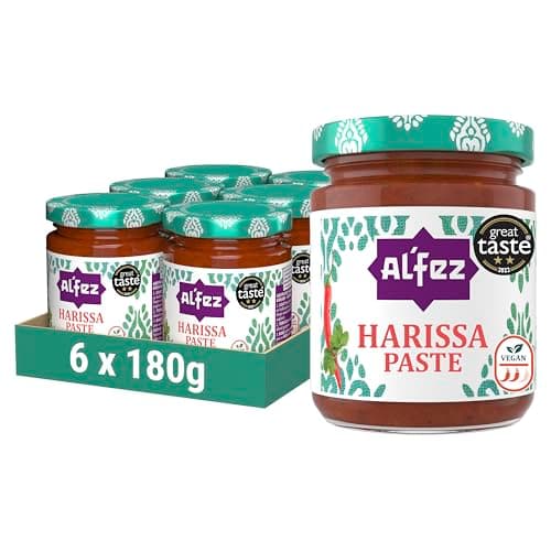 Image of Al’Fez Harissa Paste 180g x 6 Multipack – Authentic North African Chilli Paste with Garlic & Spices – Bold Heat & Rich Flavour for Cooking, Seasoning & Everyday Meals
