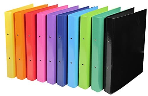 Image of Exacompta - ref. 54929E - Box of 10 Iderama film-coated rigid binders - 2 round rings, diameter 30 mm - Spine 40 mm - External dimensions: 32 x 26 cm - A4 file format - 10 assorted colors