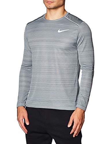 Image of Nike M Nk Dry Miler Top LS Long Sleeved T-Shirt - Smoke Grey/Heather/Smoke Grey/(Reflective Silver), Small