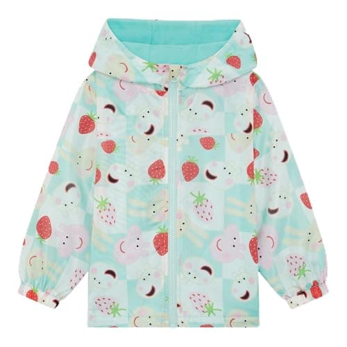 Image of Peppa Pig Girls Waterproof Jacket Kids Hooded Raincoat Lightweight Fleece Lined Coat Windproof Child 2-3 Years