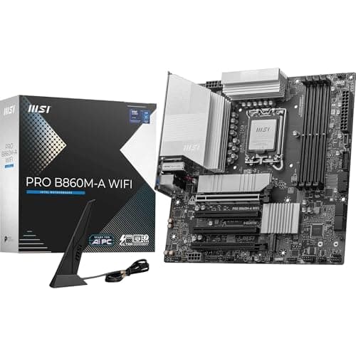 Image of MSI PRO B860M-A WIFI Motherboard, mATX - Supports Intel Core Ultra Processors (Series 2), LGA 1851-12 DRPS, DDR5 Memory Boost (8600+ MT/s OC), PCIe 5.0 x16 & 4.0 x16, M.2 Gen5, Wi-Fi 7, 5G LAN
