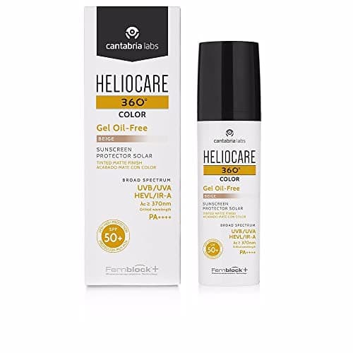 Image of Heliocare 360 Color Gel Oil-Free Beige SPF 50 50ml / Gel Sunscreen For Face/Daily UVA UVB Visible Light Infrared-A Anti-Ageing Sun Protection/Matte Foundation Coverage