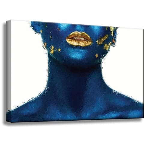 Image of GP TONER Canvas Painting for Office and Home Decoration, Art Painted Woman with Golden Lips, 60 x 40 cm