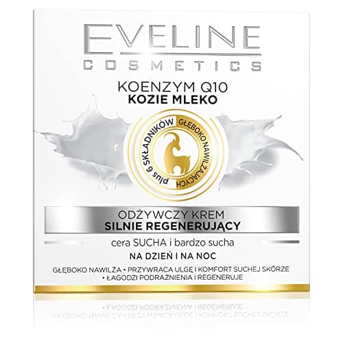 Image of Eveline Cosmetics Koenzym Q10 Goat Milk Nourishing Cream - Intensive Regenerating Moisturizer for Dry & Very Dry Skin, Day/Night, 50 ML