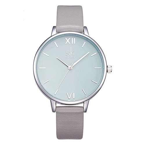 Image of SHENGKE Classic Simplicity Women Watch Genuine Leather Strap Elegant Women Watches Ladies Wristwatch(K0056L-Grey)