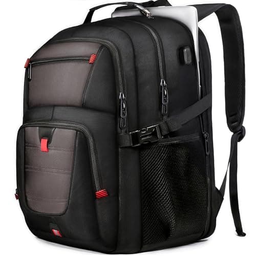 Image of Z-MGKISS Large Travel Laptop Backpack, Anti-Theft 17.3" Laptop Rucksack with USB, TSA-Friendly Work & Travel Bag for Men Women, Grey