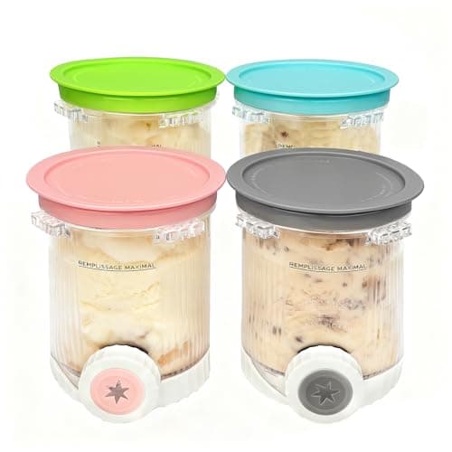 Image of 4 Pieces Container for Ninja Swirl by CREAMi Ice Maker NC700 Series, Pots Compatible with Ninja Swirl NC701Uk Accessory BPA Free and Dishwasher