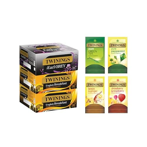 Image of Twinings Customer Favourites Variety Pack, 6 varieties of tea, 230 individually wrapped tea bags, Black