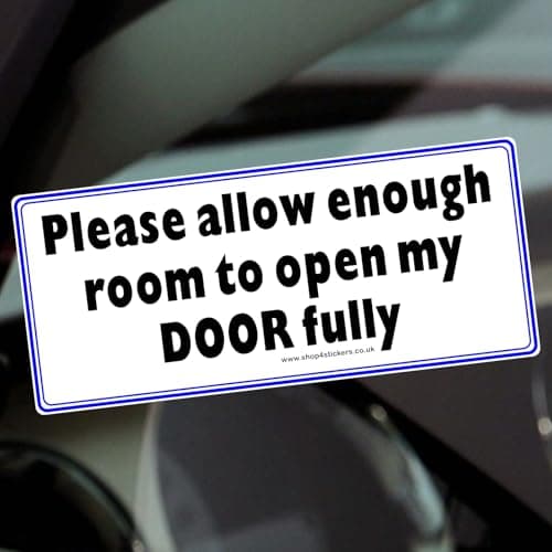 Image of 1 x DF2 Sticker Please Allow Enough Room to Open my Door Fully Worded Access Disabled Window Sign Disability Wheelchair Mobility Notice Scooter Label (Inside Window to Face Outwards)