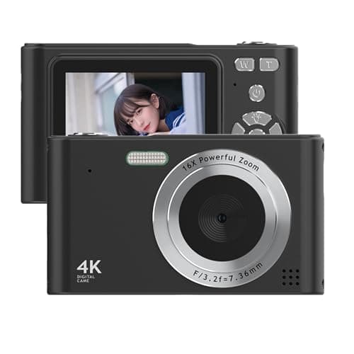 Image of Andoer 4K Digital Camera, 48MP Compact Portable Photo Camera 2.4 Inch Screen 16X Digital Zoom Anti-Shake Face Detection Beauty Effect Motion Detection for Kids Teen Students Beginner (Black)