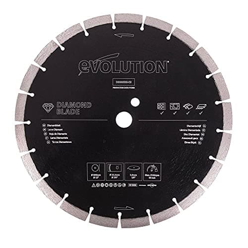 Image of Evolution Power Tools D300SEG-CS 300 mm Diamond Blade For Disc Cutters - Segmented Edge For Cutting Masonry, Such as Brick, Reinforced Concrete and Stone, Black