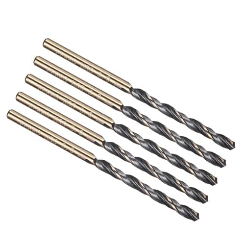 Image of PATIKIL 3mm Drill Bit, Jobber Straight Shank 4341 High-Speed Steel 118° Black and Gold Finish for Medium-hard Metal Steel Acrylic - 5 Pack