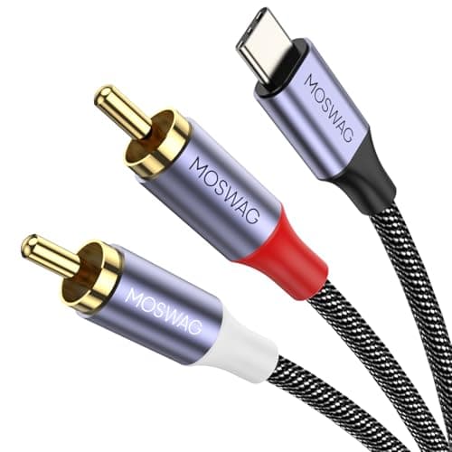 Image of MOSWAG USB C to RCA Audio Cable,USB-C to 2 RCA Type C to RCA Male to Male Y Splitter Cord with DAC Chip Compatible with Pad Pro 2018,Google Pixel 3/2/2XL MacBook Moto Z,Google Pixel 3/2/XL
