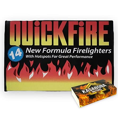 Image of Quickfire Firelighters Bulk Pack Hotspot Burners BBQ Coal Wood Burners with KasaBona Safety Matches - 14 Firelighters