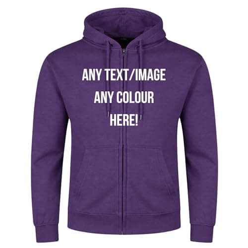 Image of Style It Up Personalised Adults Unisex Mens Ladies Full Zip Hoodies Womens Fleece Sweatshirt Plain Top (PURPLE, M)
