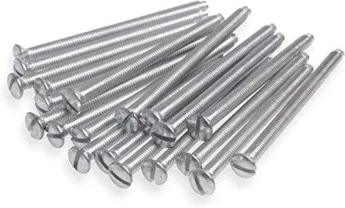 Image of Harlington Group Pack of 10 M3.5x40mm Long Electrical Machine Screws for Light Switch and Plug Sockets Bright Zinc Plated DIY Plated Screw Raised Slotted Head
