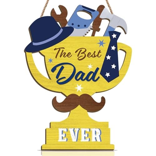 Image of ANHUIB The Best Dad Ever Wall Art Dad's Workshop Hanging Sign Father's Day Wall Decoration Garage Signs for Men Workshop Wall Plaque Man Cave Wooden Ornament For Dad Grandad Stepdad Birthday Gift