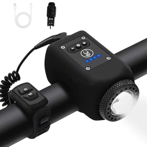 Image of LumiHorn Bike Horn, Bicycle Horn with Large Range Floodlight, Cozy Loft, IPX5 Waterproof Rechargeable Bike Electronic Horn with USB (Black)