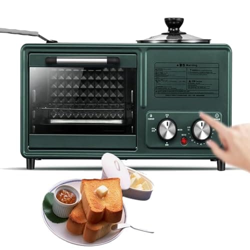 Image of HEGGMKK Multifunctional Breakfast Machine(8L), 4 in 1: 8L Bake + Non-stick Frying Pan + 1.2L Boil, 60-min Timer, S-Type Double Heating Tube, for Breakfast for 2~3 People,Green