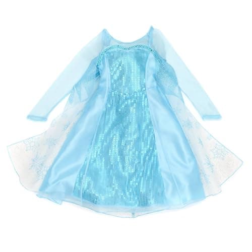Image of Disney Store Official Queen Elsa Costume for Kids, Frozen, Sparkly Outfit for Fancy Dress, Halloween and Roleplay, Age 4