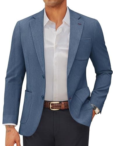 Image of PJ PAUL JONES Blazers for Men UK Lightweight Suit Jackets Casual Blazer Tweed Dinner Jackets M Denim Blue