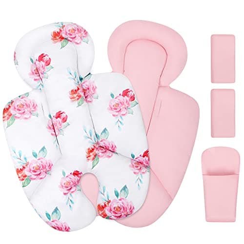 Image of Minne Baby Infant Insert, Compatible with 4Moms RockaRoo and MamaRoo, Includes 3 Strap Pad, Breathable Mesh Fabric, Plush Soft Newborn Insert with Head and Body Support