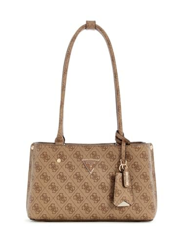 Image of GUESS Women's Meridian Ii Shoulder Satchel Tote Bag, Latte Logo, One Size