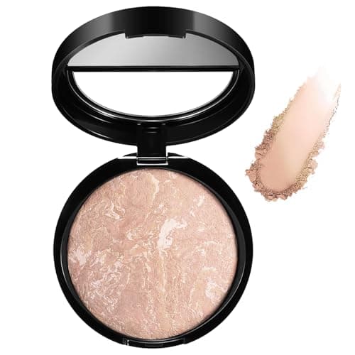 Image of Foundation For Mature Skin, Baked Foundation Brighten Color Correcting, Shimmer Brick Pressed Bronzer, Buildable Light to Medium Illuminating Powder, Lasting Oil-control Full Coverage (Light Beige)
