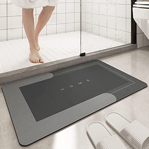 Image of Bingobang Absorbent Bath Mat Non Slip Anti Mould 60 x 40 cm, Diatom Mud Bathroom Shower Floor Mat, Quick-Dry 4 Layer Thickened Rug for Bedroom, Kitchen, Toilet, Door