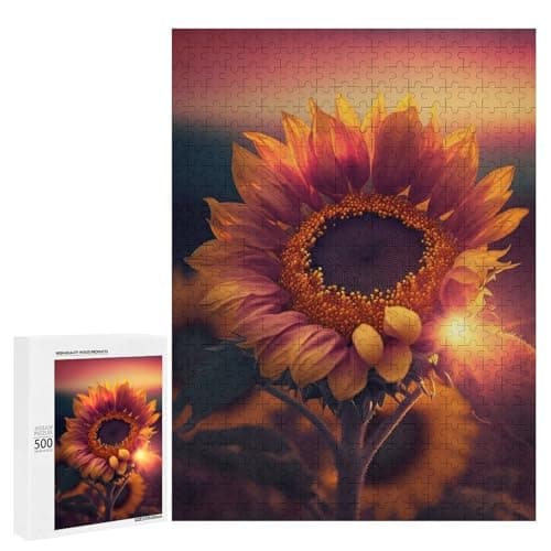 Image of 500 PCS Jigsaws Adults Puzzles Gifts Sunflower Sunset Beauty Jigsaw for Adults Relax Games Home Decoration Birthday Present, Gifts, 500 PCS