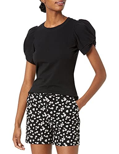 Image of Amazon Essentials Women's Classic-Fit Twist Sleeve Crewneck T-Shirt, Black, X-Small