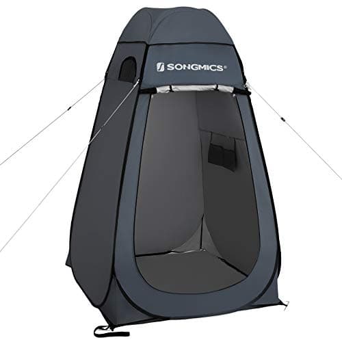 Image of SONGMICS Portable Pop Up Tent, Dressing Room Privacy Shelter, for Outdoor Camping Fishing Beach Shower Toilet, with Zippered Carrying Bag, Dark Grey-Blue GPT01GY