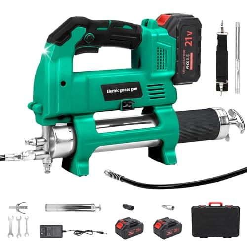 Image of Upgrade Cordless Electric Grease Gun with LED Light, 12000 PSI High Pressure lectric Grease Gun Kit with 2 * 2.0AH Batteries and Charger, Grease Gun for Truck, Farm, Construction and DIY
