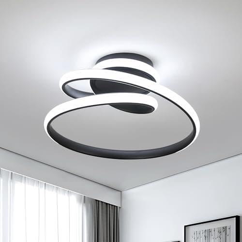 Image of Dorlink LED Ceiling Light, Black Spiral Chandelier, Art Deco Creative Modern Ceiling Lights, 36W Cool White 6500K Aluminum Light Fittings Ceilings for Bedroom, Hallway, Living Room, Kitchen