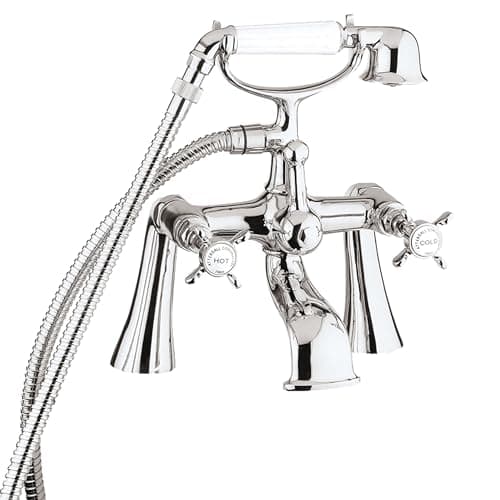 Image of Deva Traditional Coronation Bath Shower Mixer Tap in Chrome 3/4 UK BSP with Single Mode Shower Handset - Wall Or Deck Mounted – Bathroom Filler Tap - 12 Year Warranty - CR23
