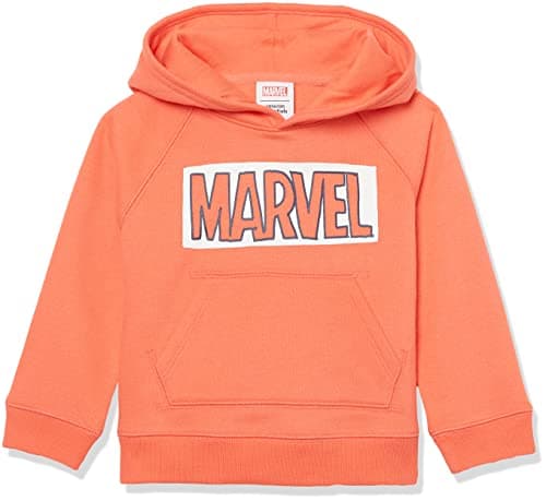 Image of Amazon Essentials Disney | Marvel | Star Wars | Frozen | Princess Girls' Fleece Pullover Hoodie Sweatshirt, Marvel Logo, 11-12 Years