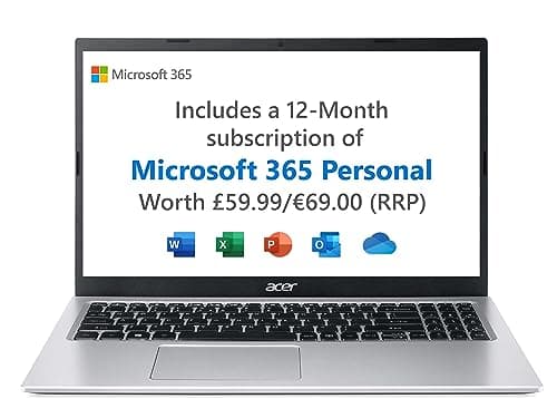 Image of acer Aspire 1 A115-32 Laptop - Intel Celeron N4500, 4GB, 64GB eMMC, Integrated Graphics, 15.6" Full HD, Windows 11, Silver