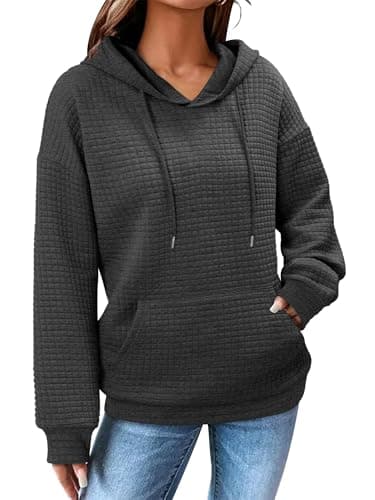 Image of Magritta Womens Hoodies Oversized Long Sleeve Fall Sweatshirts Winter Casual Loose Pullover Tops Knit Ladies Sweater Crewneck Jumpers with Pocket Dark Grey Medium, 12-14