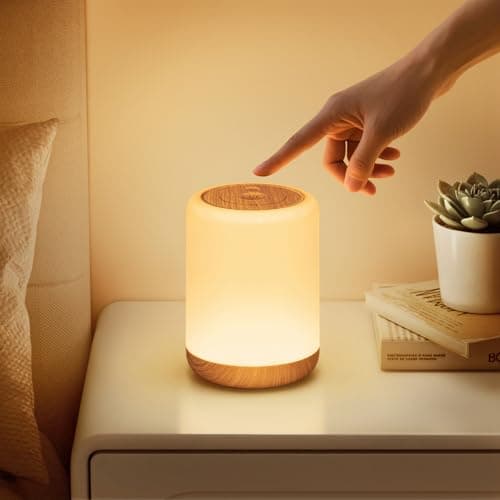 Image of CAKLIK Night Light Touch Bedside Lamp, LED Dimmable Night Lamp with 256 RGB & Timer & Memory, USB Rechargeable Touch Battery Lamp,3 Mode Bedside Table Lamp for Bedroom Breastfeeding Camping