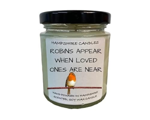 Image of Robins Appear When Loved Ones Are Near Quote Candle | Highly Scented | Natural Eco Soy Wax | Handmade