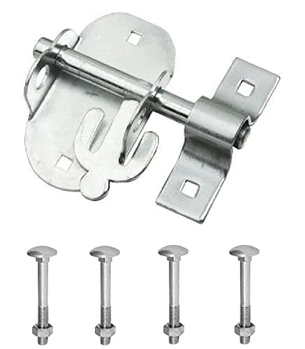 Image of TERF® Heavy Duty Oval Padlock Sliding Bolt Zinc 100mm (4 inch) Pad Bolt Silver for Use with Garden Gates Sheds Garage Out House Doors Lock Including Fixing - 100mm