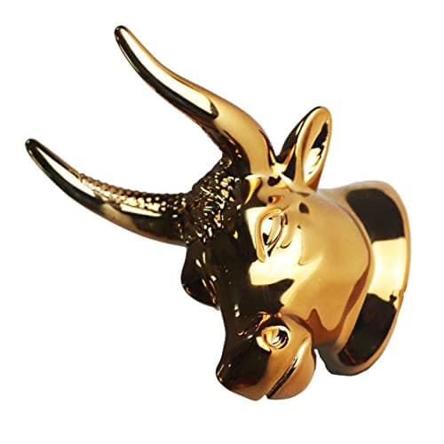 Image of Guitar Wall Mount Hanger, Home Protective Holder Storage Holder Art Bull Head Guitar Stand, Guitar Holder Stand, Protective Art Wall Mounted Bass Ukulele Bull Head Guitar Holder Accessories(Gold)