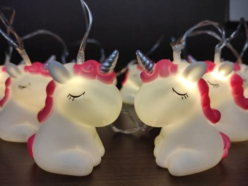 Image of Fantes 1.5M 10 LED Unicorn String Lights Battery Operated LED Fairy Fantastic Lights for Bedroom Baby Room Child Room Birthday Party Decoration (Unicorn)