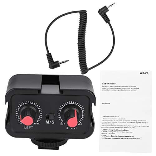Image of Elprico Camera Mixer Adapter, 2 Channel Universal Microphone Audio Adapter Mixer, Professional Tools with 3.5mm Inputs for DSLR Cameras