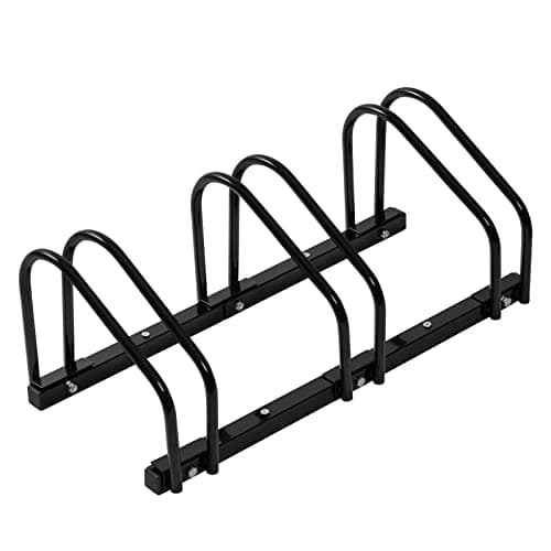 Image of WOLTU Bike Stand for 3 Bikes, Floor or Wall Mounted Bicycle Rack, Cycle Parking Stand Rack for Garage Storage, Metal Bike Rack Outdoor,Black