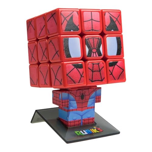 Image of IDEAL | Rubik's Cubers Collectible Spider-Man Cube: fully solvable 3x3 character Rubik's Cube with display stand | Brainteaser Puzzles | Marvel Merchandise | Fidget Toys | Ages 8+