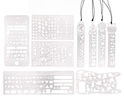 Image of Winterworm Set of 9 Stainless Steel Ruler/Bookmark Stencils Graffiti Alphabet Letters Numbers